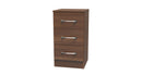Alton Ready Assembled 3 Drawer Bedside Cabinet in Noche Walnut
