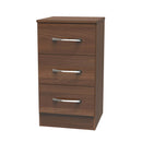 Alton Ready Assembled 3 Drawer Bedside Cabinet in Noche Walnut
