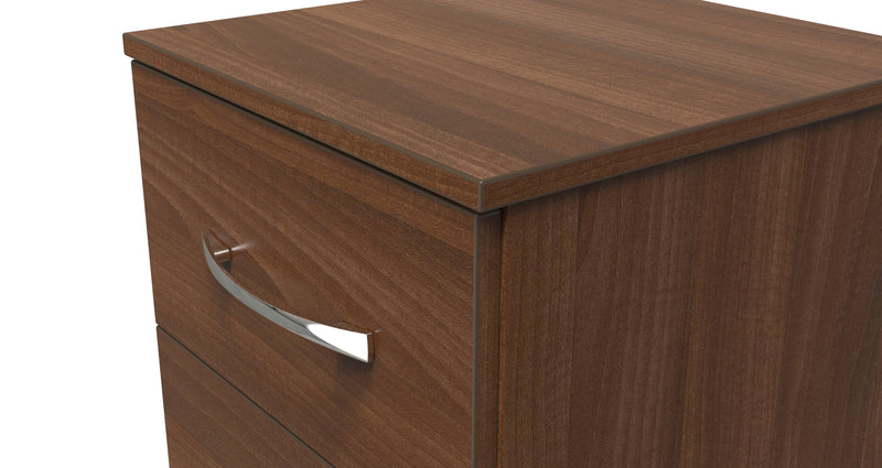 Alton Ready Assembled 3 Drawer Bedside Cabinet in Noche Walnut