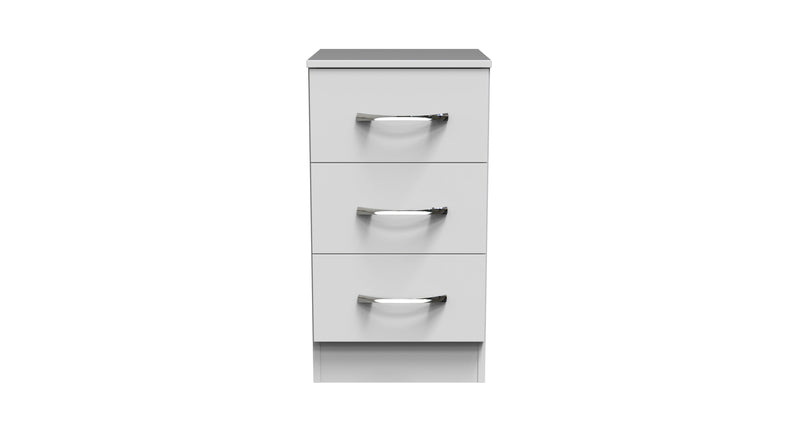 Alton Ready Assembled 3 Drawer Bedside Cabinet in White Matt