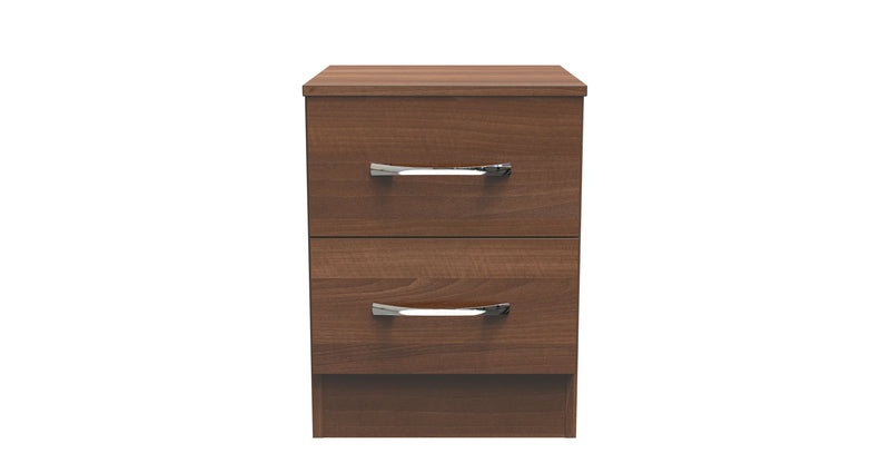 Alton Ready Assembled 2 Drawer Bedside Cabinet in Noche Walnut
