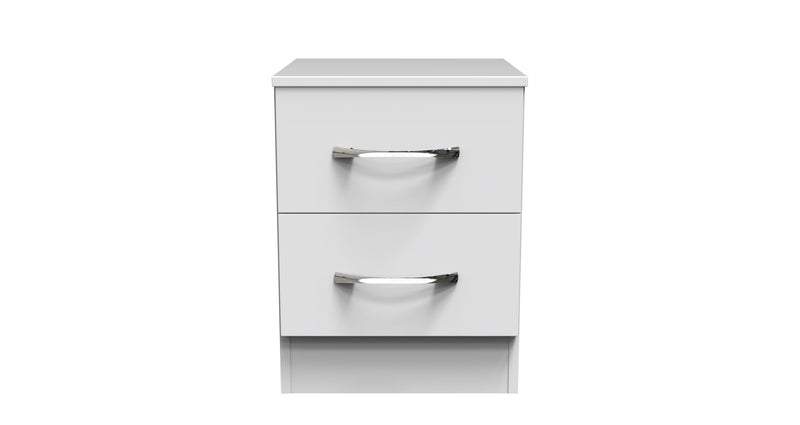 Alton Ready Assembled 2 Drawer Bedside Cabinet in White Matt