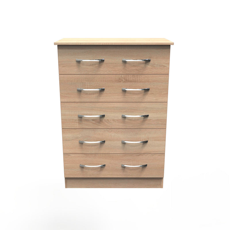 Alton Ready Assembled 5 Drawer Chest in Bardolino Oak