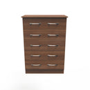 Alton Ready Assembled 5 Drawer Chest in Noche Walnut