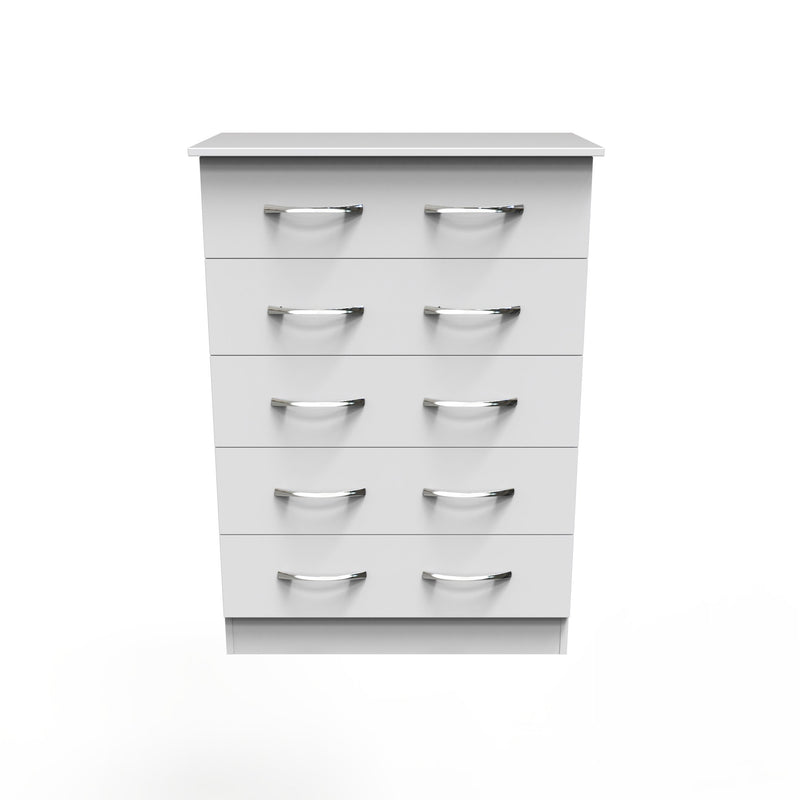 Alton Ready Assembled 5 Drawer Chest in White Matt
