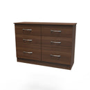 Alton Ready Assembled 6 Drawer Wide Chest in Noche Walnut