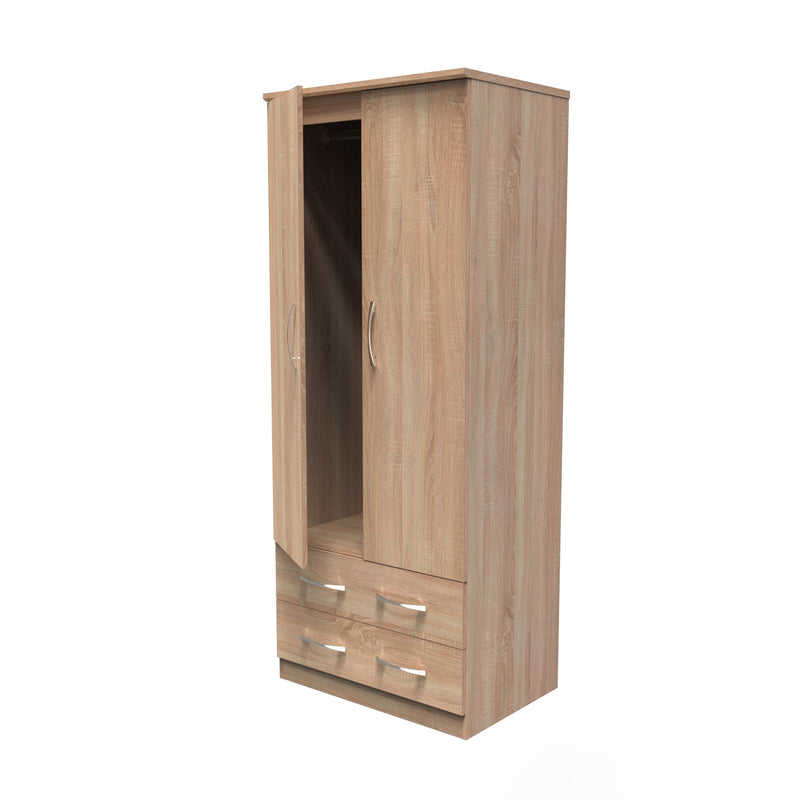 Alton Ready Assembled 2 Door 2 Drawer Wardrobe in Bardolino Oak