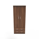 Alton Ready Assembled 2 Door 2 Drawer Wardrobe in Noche Walnut