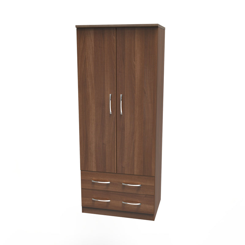 Alton Ready Assembled 2 Door 2 Drawer Wardrobe in Noche Walnut