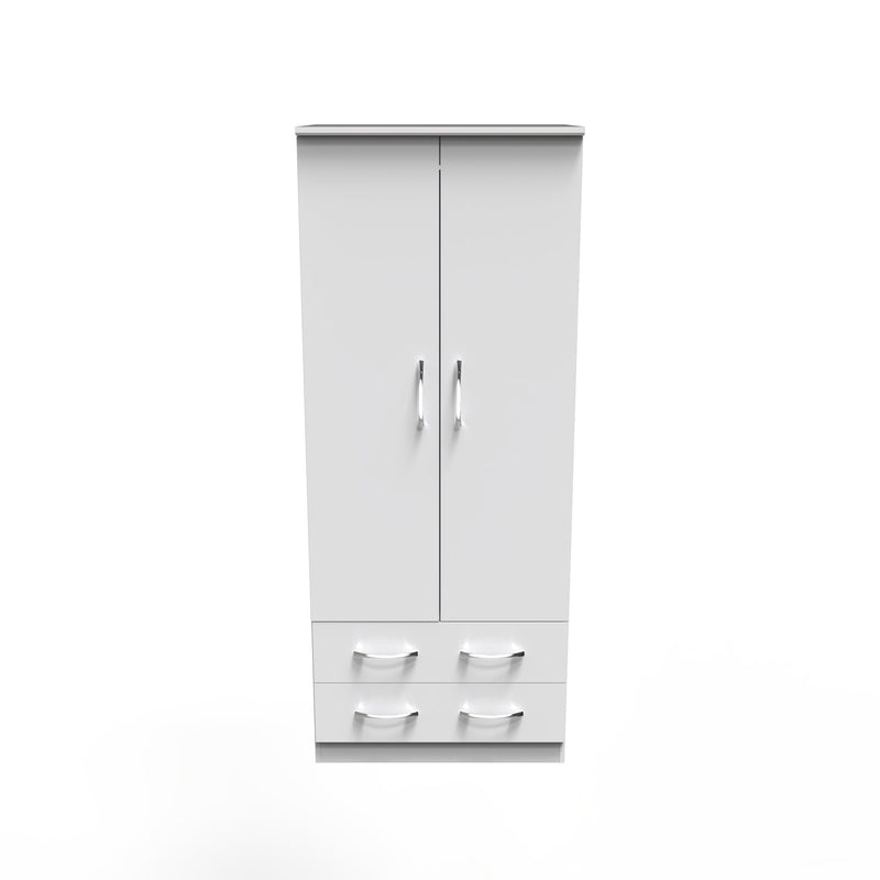 Alton Ready Assembled 2 Door 2 Drawer Wardrobe in White Matt