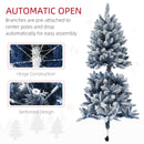 HOMCOM 5 Foot Artificial Blue Snow Flocked Christmas Tree With Hinged Branches