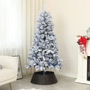HOMCOM 5 Foot Artificial Blue Snow Flocked Christmas Tree With Hinged Branches