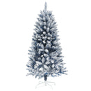 HOMCOM 5 Foot Artificial Blue Snow Flocked Christmas Tree With Hinged Branches