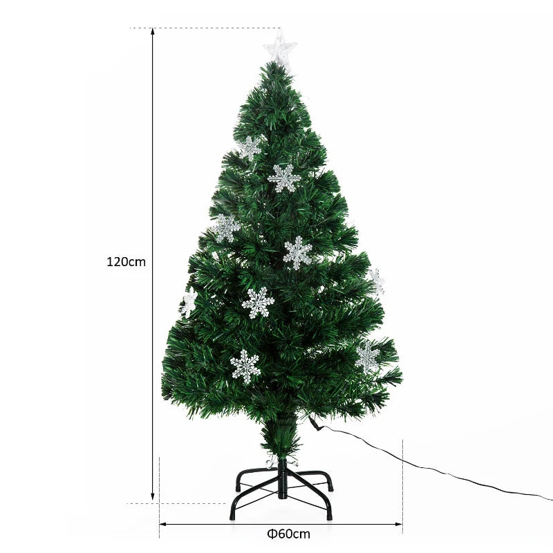 HOMCOM 4FT Green Fibre Optic Artificial Christmas Tree