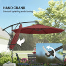 Outsunny 3(m) Garden Banana Parasol Cantilever Umbrella W/ Base, Wine Red