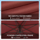 Outsunny 3(m) Garden Banana Parasol Cantilever Umbrella W/ Base, Wine Red