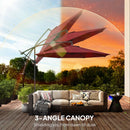 Outsunny 3(m) Garden Banana Parasol Cantilever Umbrella W/ Base, Wine Red