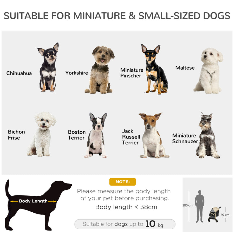 PawHut Pet Stroller for XS and S Dogs w/ Rain Cover