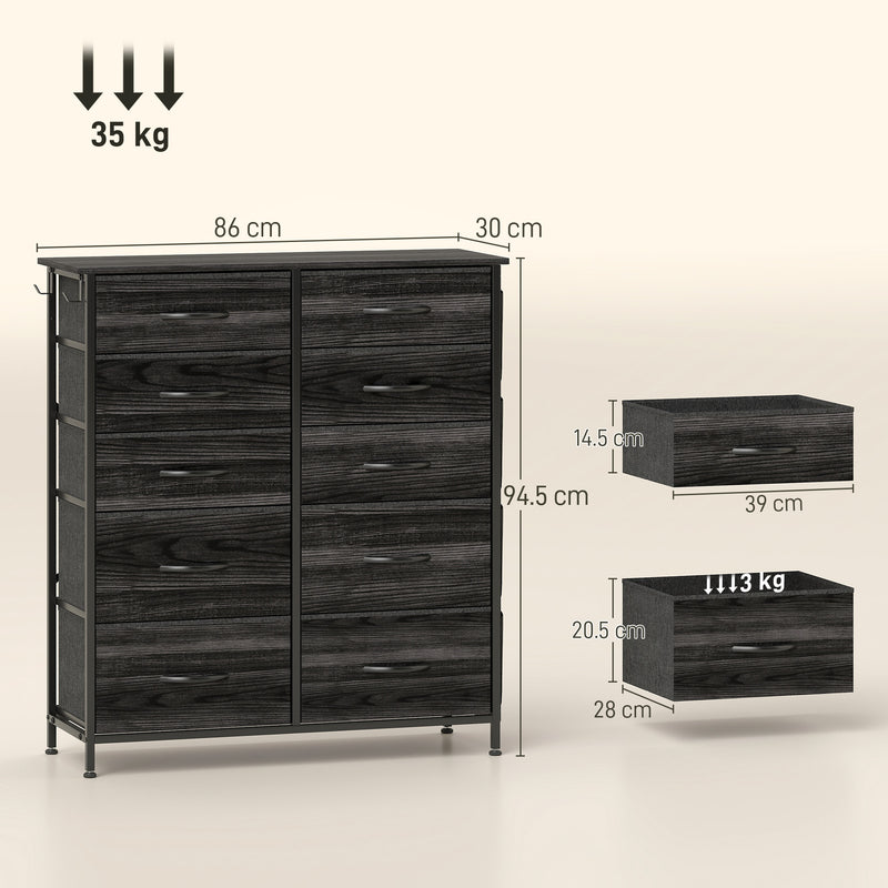 HOMCOM Fabric Chest of Drawers, 8 Drawer Dresser for Bedroom