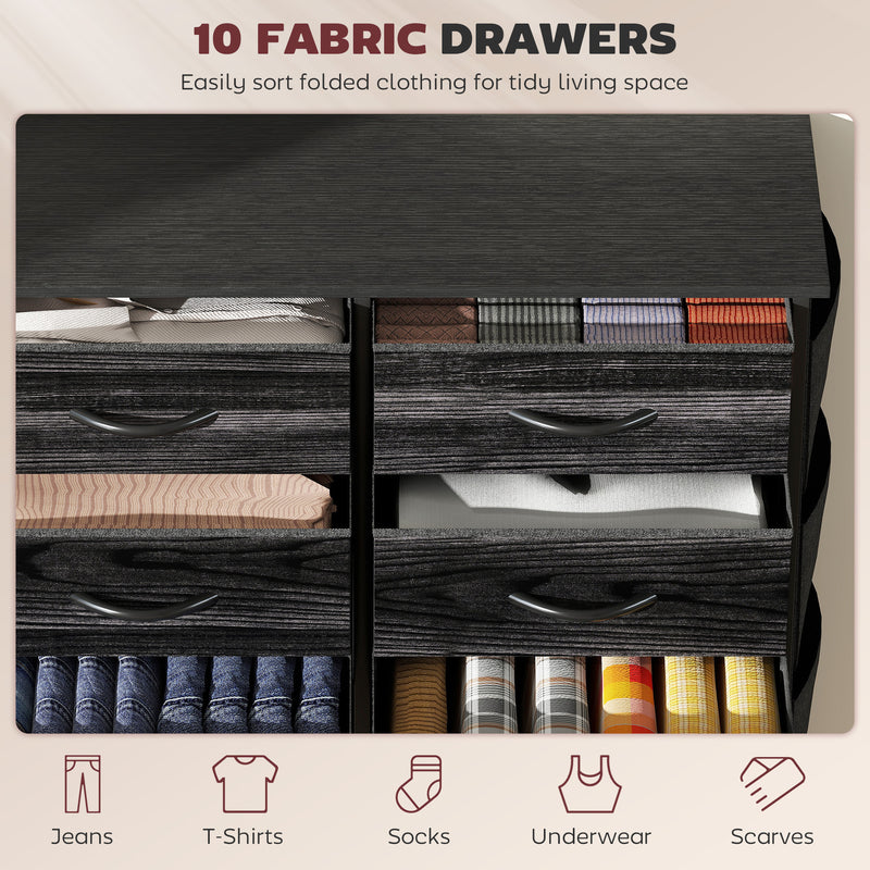 HOMCOM Fabric Chest of Drawers, 8 Drawer Dresser for Bedroom