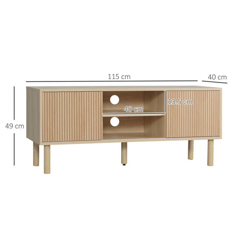 HOMCOM TV Stand Cabinet For TVs Up To 50 Inch With Sliding Doors, Natural