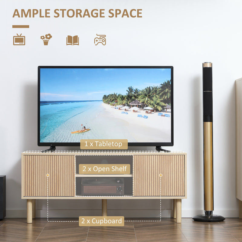 HOMCOM TV Stand Cabinet For TVs Up To 50 Inch With Sliding Doors, Natural