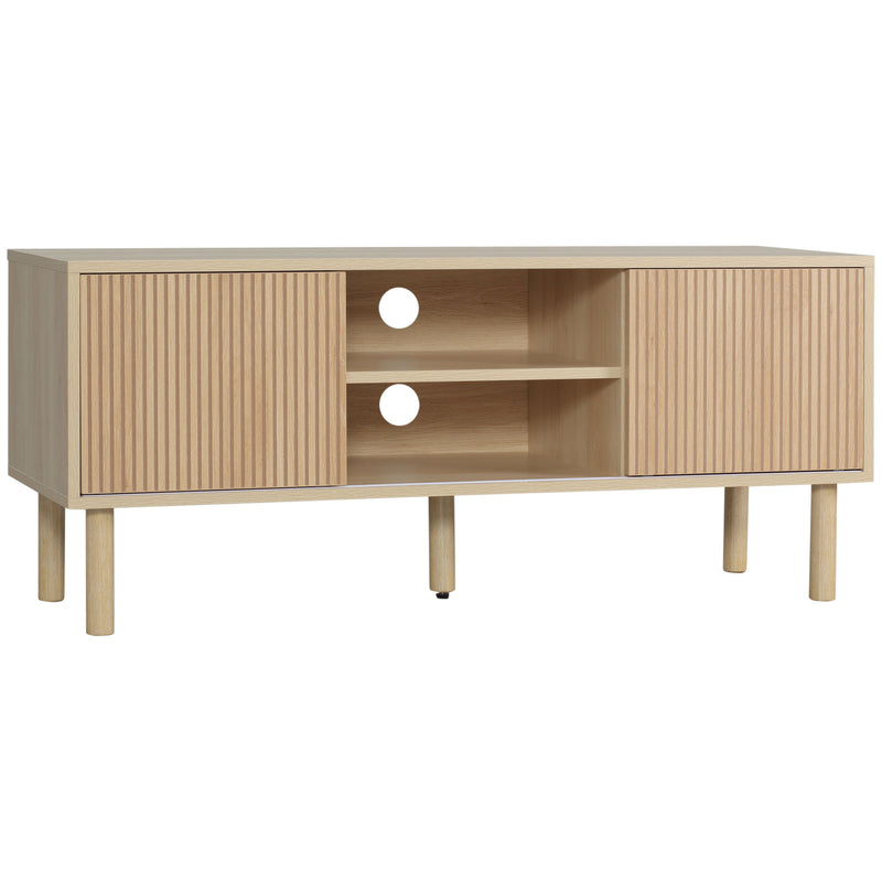 HOMCOM TV Stand Cabinet For TVs Up To 50 Inch With Sliding Doors, Natural