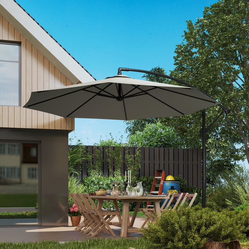 Outsunny 3(m) Cantilever Parasol Banana Umbrella w/ Crank