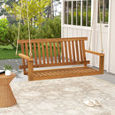 Acacia Wood Porch Swing with Slatted Seat and Backrest