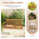 Acacia Wood Porch Swing with Slatted Seat and Backrest