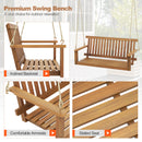 Acacia Wood Porch Swing with Slatted Seat and Backrest