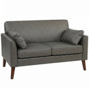 HOMCOM 2 Seater Sofa, 132 cm Modern Small Sofa with Solid Wood Legs, Grey
