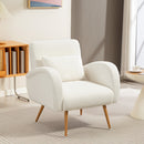 HOMCOM Teddy Fleece Upholstered Accent Chair with Metal Legs, Cream White