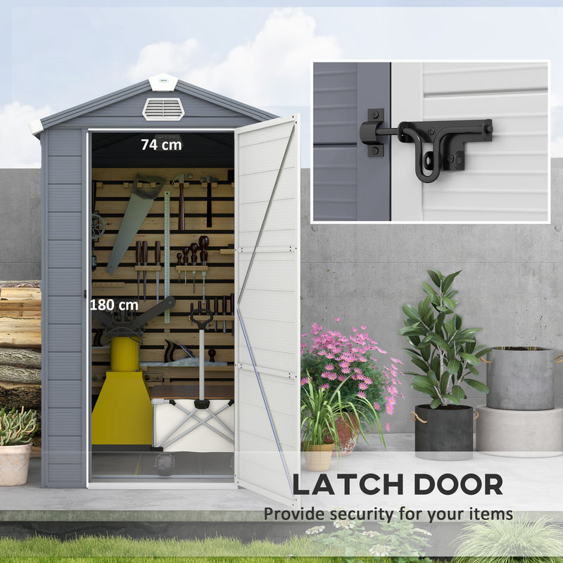 Outsunny 4 x 6ft Garden Shed Storage with Foundation Kit and Vents, Grey
