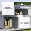 Outsunny 4 x 6ft Garden Shed Storage with Foundation Kit and Vents, Grey