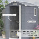 Outsunny 4 x 6ft Garden Shed Storage with Foundation Kit and Vents, Grey