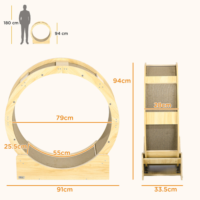 PawHut Cat Wheel with Brake, Scratching Pads for Health