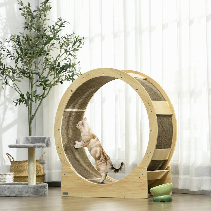 PawHut Cat Wheel with Brake, Scratching Pads for Health