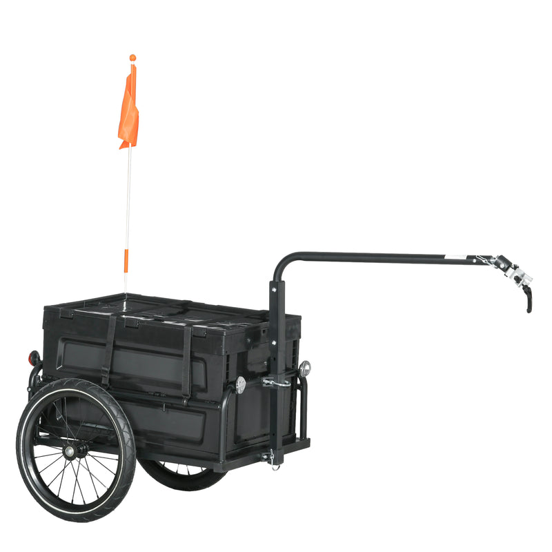 HOMCOM Bicycle Trailer With Foldable Storage Box And Pneumatic Tyres - Blue/Black