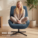 HOMCOM Swivel Accent Chair, Chenille Armchair With Lumbar Pillow, Dark Green