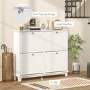 HOMCOM Narrow Shoe Cabinet with 4 Flip Drawers Adjustable Shelves