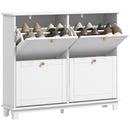 HOMCOM Narrow Shoe Cabinet with 4 Flip Drawers Adjustable Shelves