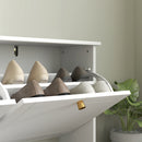 HOMCOM Narrow Shoe Cabinet with 4 Flip Drawers Adjustable Shelves