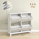 HOMCOM Narrow Shoe Cabinet with 4 Flip Drawers Adjustable Shelves