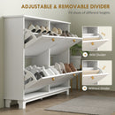 HOMCOM Narrow Shoe Cabinet with 4 Flip Drawers Adjustable Shelves
