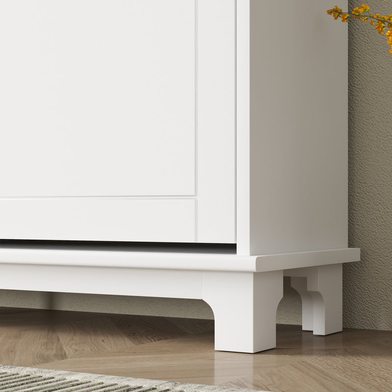 HOMCOM Narrow Shoe Cabinet with 4 Flip Drawers Adjustable Shelves