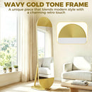 HOMCOM Wavy Full Length Mirror With Metal Frame And Base, Gold Tone