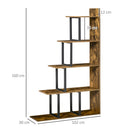 HOMCOM 5-Tier Ladder Shelf Display Plant Stand Home Ladder Rustic Brown