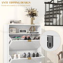 HOMCOM Narrow Shoe Storage Cabinet With 2 Flip Drawers For 12 Pairs Of Shoes