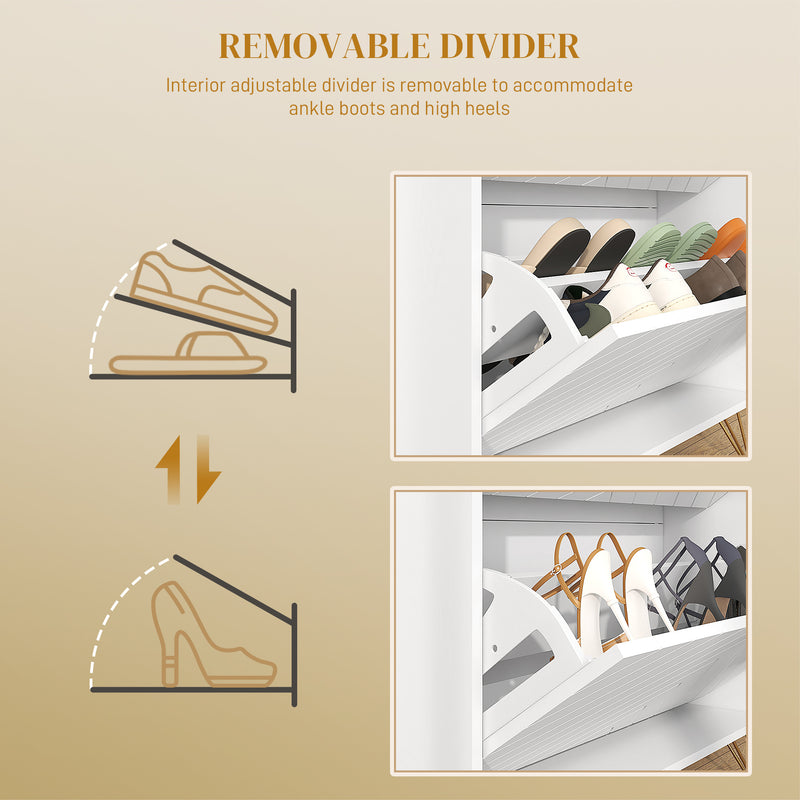 HOMCOM Narrow Shoe Storage Cabinet with 2 Flip Drawers for 12 Pairs of Shoes